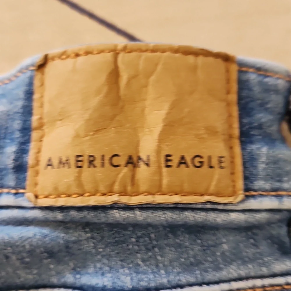 American Eagle Next Level Stretch 12 Short Blue Denim Distressed Jeggings Jeans - Picture 7 of 11